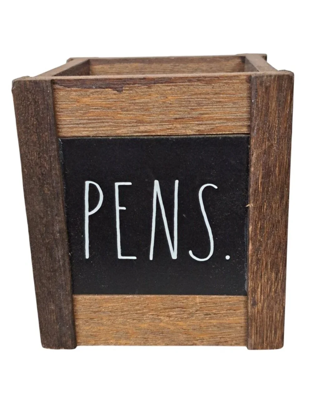 Rae Dunn PEN Holder, Wood Rustic Organizer PENS, Office Desk